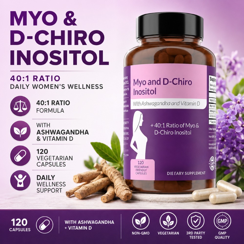 Ginkgo Biloba Extract - 40:1 Myo-Inositol and D-Chiro Inositol Capsules,