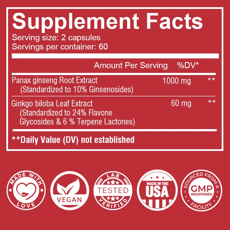 Korean Red Ginseng Capsules -  - Ginkgo Biloba Extract recension och pris