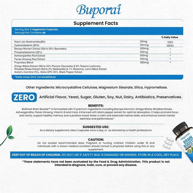 Brain Booster Supplement - Mem - Ginkgo Biloba Extract recension och pris