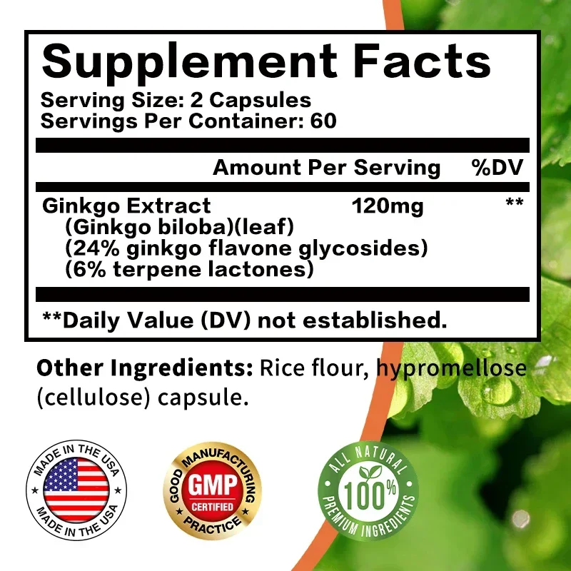 Ginkgo Biloba Capsules - Brain - Ginkgo Biloba Extract recension och pris