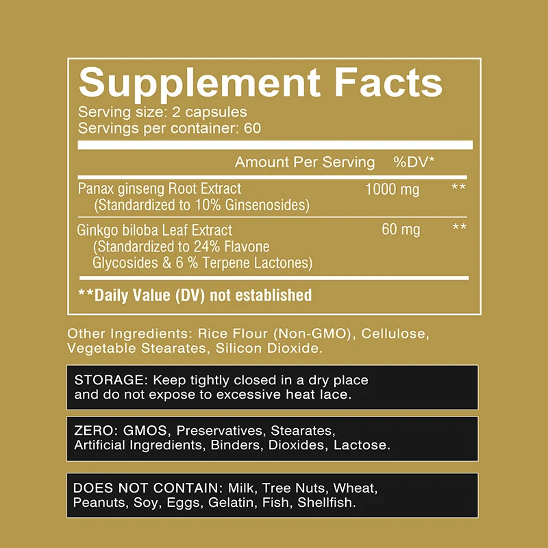 Panax Ginseng + Ginkgo Biloba  - Ginkgo Biloba Extract recension och pris