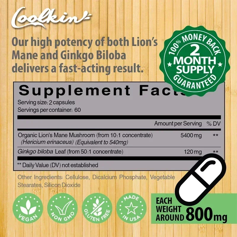 Coolkin Lion's Mane Mushroom E - Ginkgo Biloba Extract recension och pris
